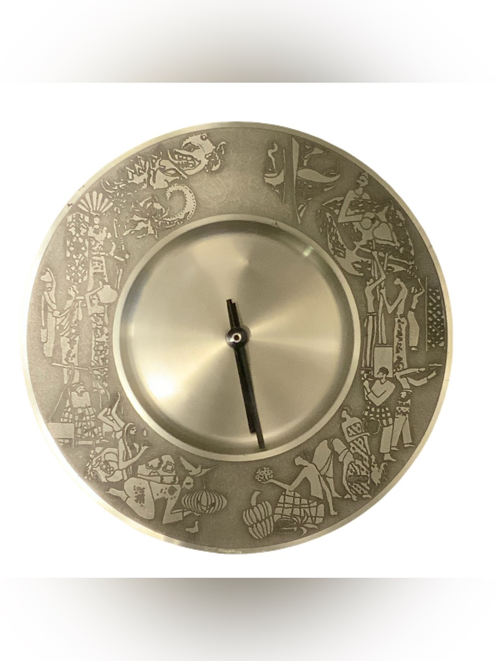 Vintage Selangor Pewter Wall Clock With Malaysian Scene